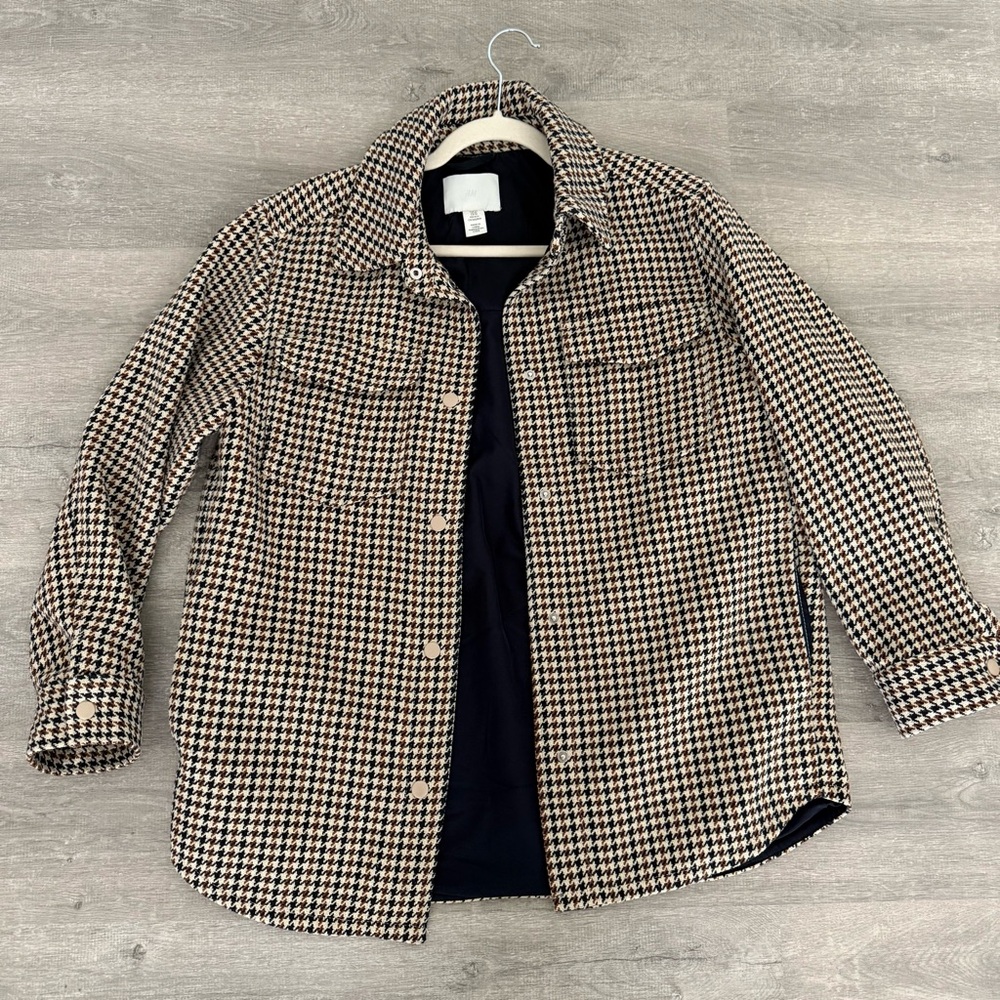 H&M Brown and Black Houndstooth Jacket